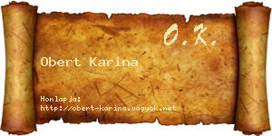 Obert Karina névjegykártya